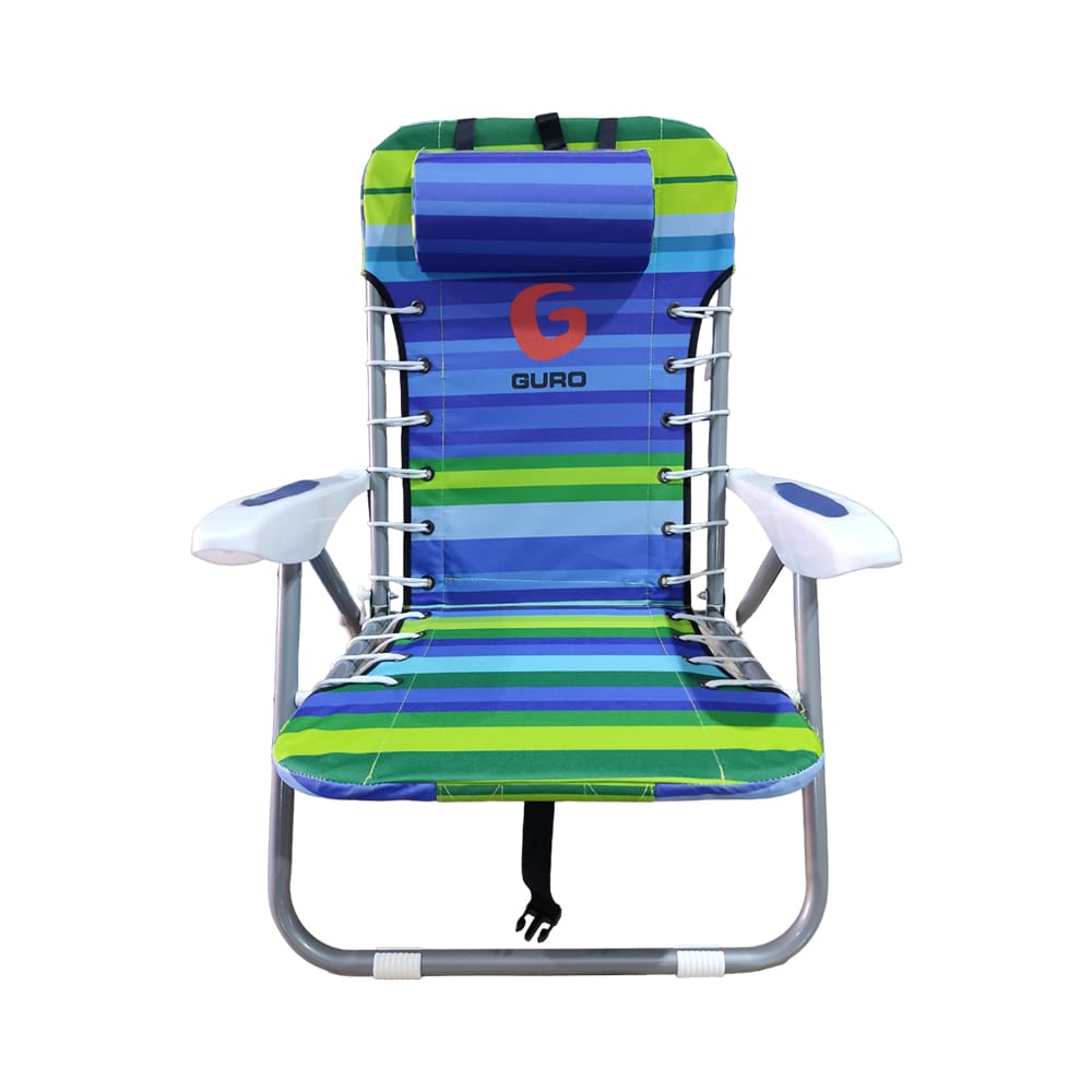 כיסא חוף מתקפל פלדה-כחול ירוק