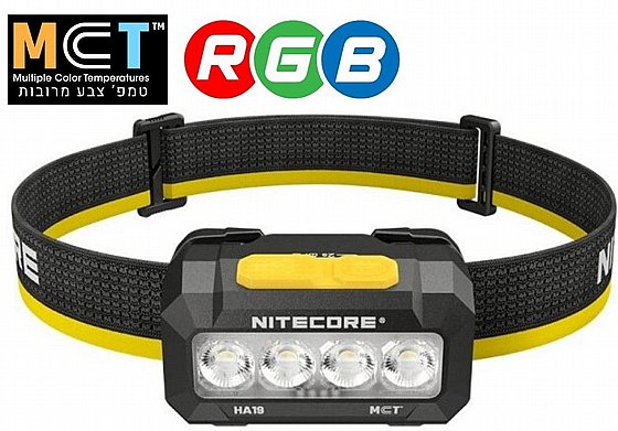 פנס ראש רב תכליתי NITECORE HA19 - שלושה צבעי אור RGB – תמונה 2